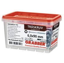 Träskruvar i transparent låda, storlek 6,0x90 mm