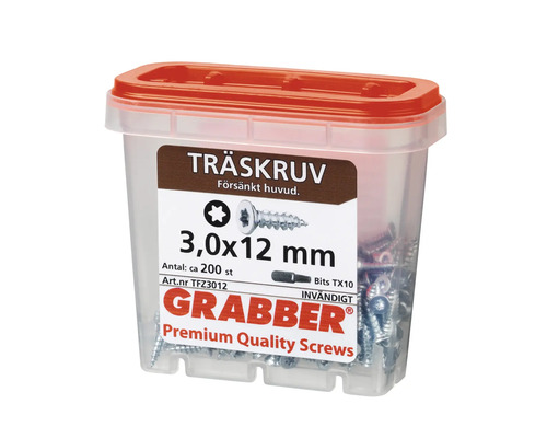 Grabber träskruvar 3,0x12 mm i behållare