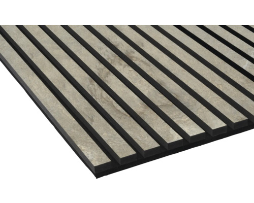 Akustikpanel med ribbstruktur och stenutseende