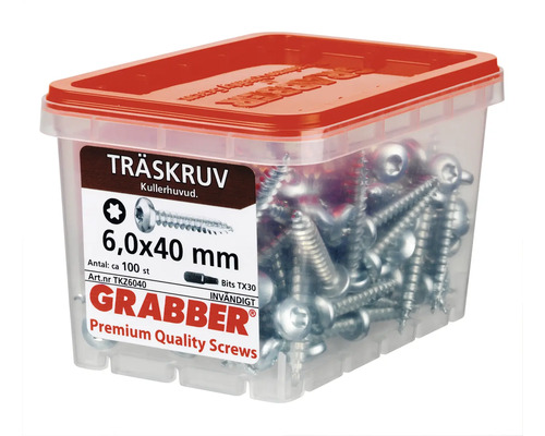 Träskruvar 6,0x40 mm i plastlåda