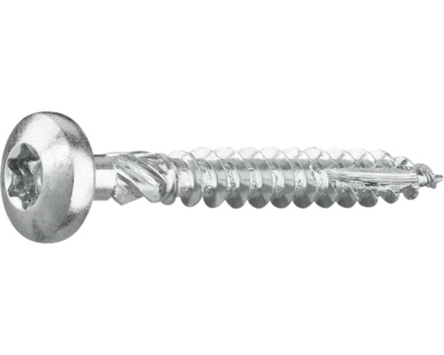 Träskruv med linshuvud och fräsribbor