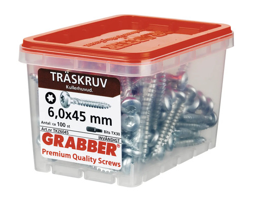 Träskruvar 6,0x45 mm i transparent låda