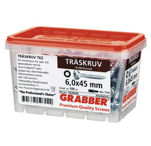 Skruvar i transparent låda med rött lock