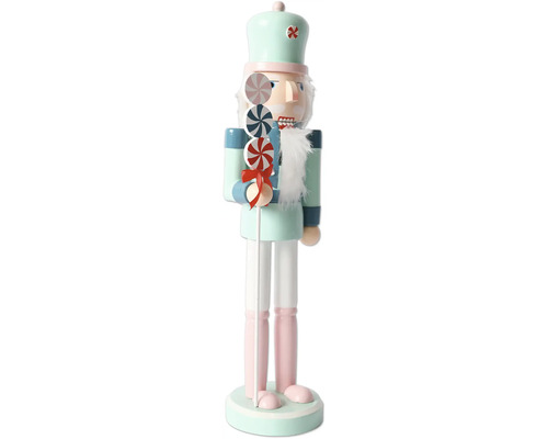 Nötknäpparfigur i trä med godisdekoration