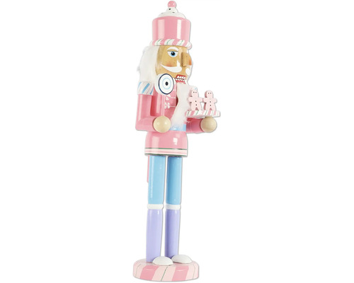 Dekorativ tränötknäppare i trä med polkagrisar, pepparkaksgubbar och karameller