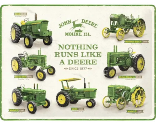 Illustration av olika John Deere traktormodeller