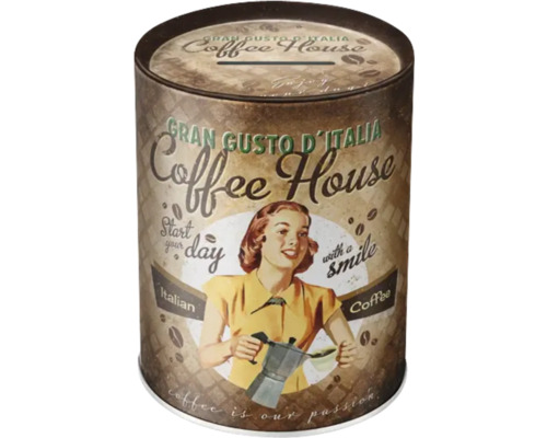 Spargris i kaffeburkdesign