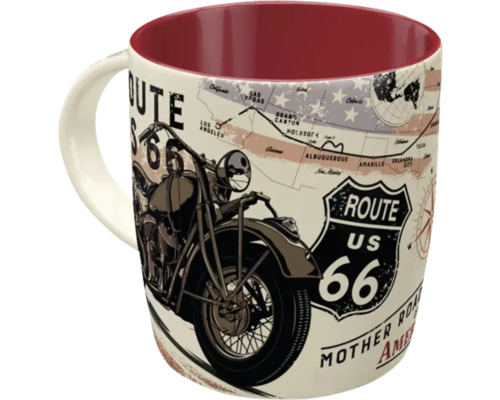 Mugg med Route 66-motiv och motorcykel