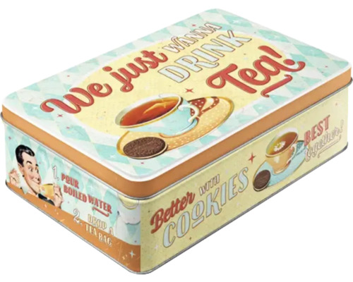 Téburk med retrodesign och te- och kakmotiv