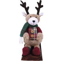 Dekorativ rensläde av tyg med horn och halsduk som juldekoration