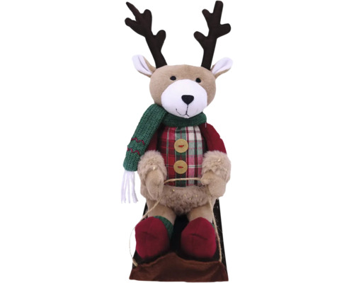Dekorativ rensläde av tyg med horn och halsduk som juldekoration
