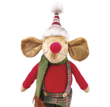 Dekorativ tygmus med mössa och halsduk som juldekoration