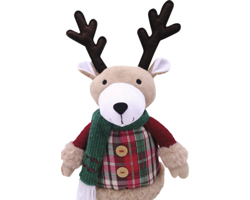 Plysch renfigur med halsduk och rutig överdel som dekoration