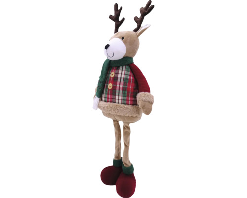 Dekorativ stående plygälg med halsduk och rutig skjorta som juldekoration