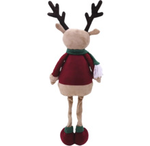 Dekorativ älg med horn, halsduk och stövlar som juldekoration