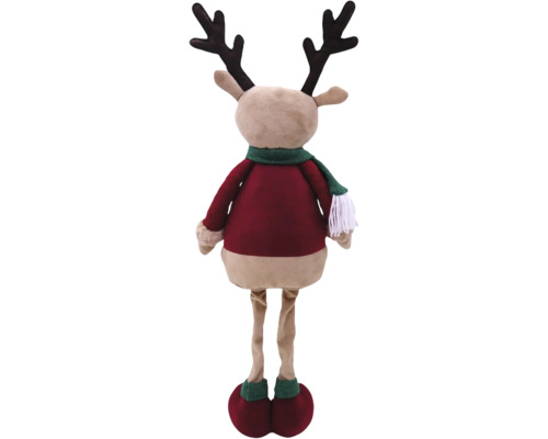 Dekorativ älg med horn, halsduk och stövlar som juldekoration