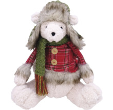 Nallebjörn med mössa, halsduk och rutig skjorta