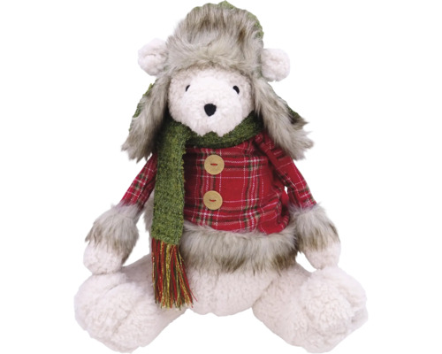 Nallebjörn med mössa, halsduk och rutig skjorta