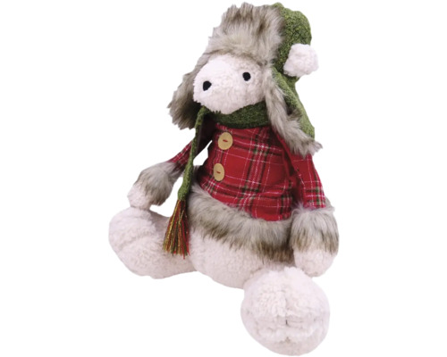 Dekorativ tygdocka med hatt och halsduk