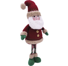 Jultomte dekorationsfigur med röd mössa, rutiga byxor och gröna skor.