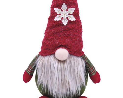 Dekorativ tomte med skägg och hatt med snöflinga