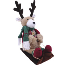 Dekorativ figur ren på släde med halsduk