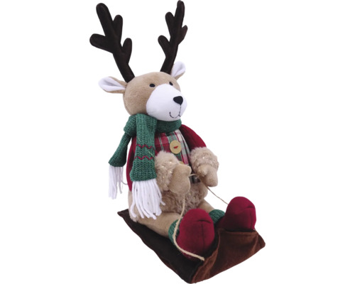 Dekorativ figur ren på släde med halsduk