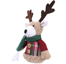 Prydnadsfigur ren med halsduk och rutig jacka