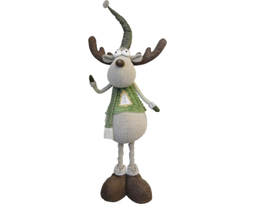 Dekorativ älg med mössa och halsduk som juldekoration