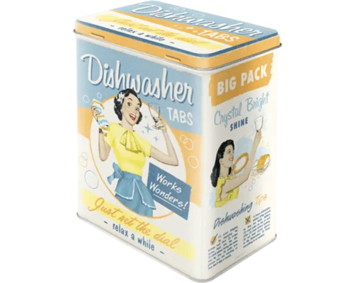 Burk med diskmaskinstabletter i retrodesign