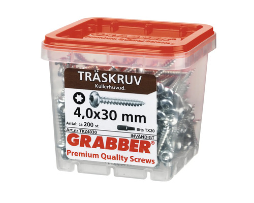 Träskruvar 4,0x30 mm i en transparent låda
