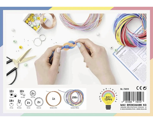 Hobbyset med pärlor, tråd och färgglada snören för smyckestillverkning