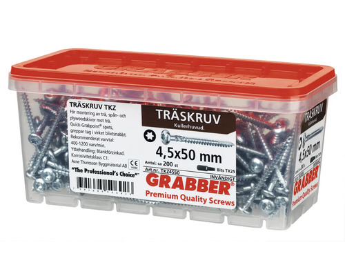 Grabber träskruvar 4,5x50 mm i plastlåda