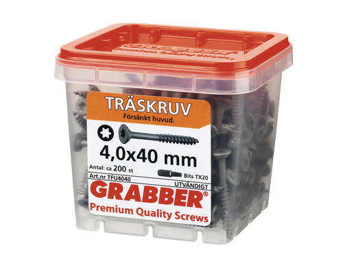 Grabber träskruvar 4,0x40 mm i transparent behållare