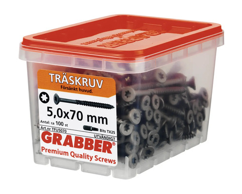 Träskruvar 5,0x70 mm i behållare