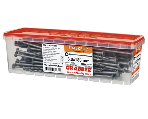 Träskruvar 6,0x180 mm i transparent plastlåda