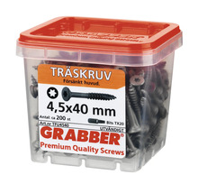 Träskruvar 4,5x40 mm i genomskinlig behållare med rött lock