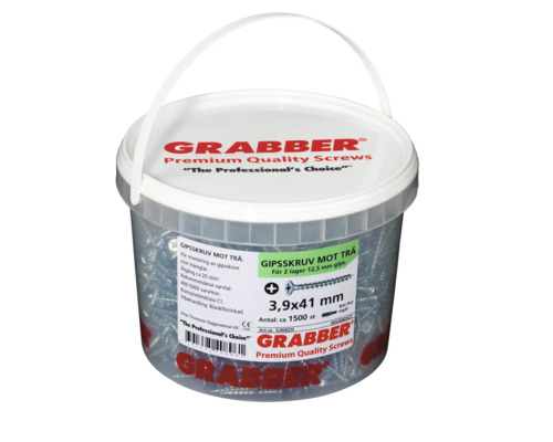 Hink med Grabber Premium Quality skruvar, 3,9 x 41 millimeter, cirka 1500 stycken