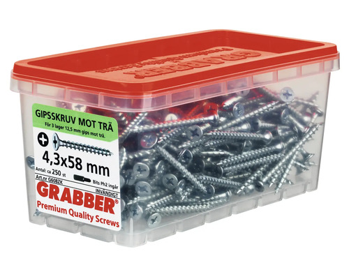 Grabber skruvar 4,3x58 mm i behållare