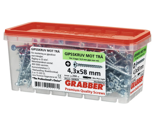 Låda med gipsskivskruvar 4,3x58 millimeter för trä