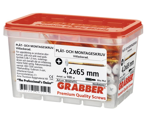 Skruvar i transparent låda, 4,2 x 65 millimeter