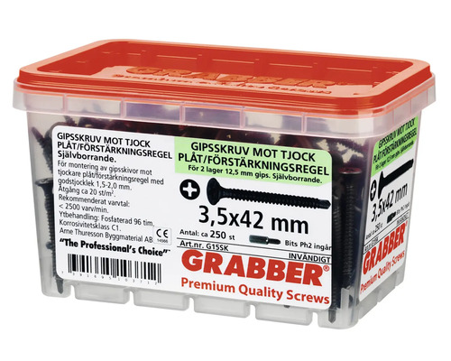 Grabber gipsskruvar 3,5x42 mm i behållare