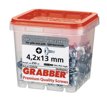 Grabber plåt- och monteringsskruvar 4,2x13 mm i behållare
