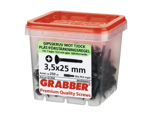 Grabber gipsskruv 3,5x25 mm i plastlåda
