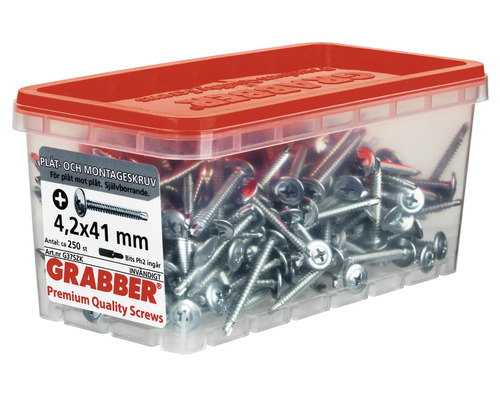 Skruvar 4,2x41 mm i transparent låda med rött lock