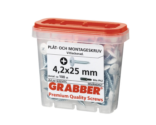 Plåt- och montageskruv 4,2x25 mm, cirka 100 stycken i plastlåda