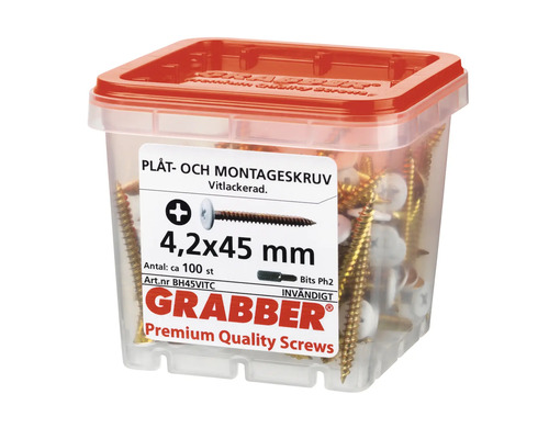 Plåt- och monteringsskruvar i behållare, 4,2 x 45 millimeter