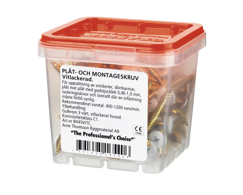 Förpackning med plåt- och montageskruv