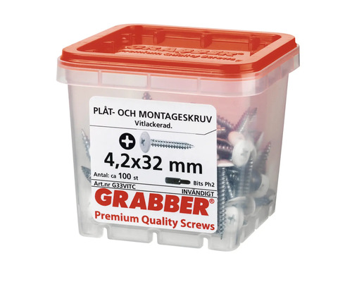 Förpackning med plåt- och monteringsskruvar, 4,2 x 32 millimeter