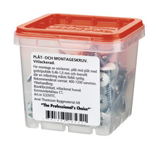 Plåt och montageskruv GRABBER vitlackerad 4,2x31mm 100-pack